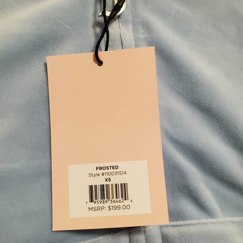 Stylish Juicy Couture tracksuit. Frosted light blue velour with iconic logo. - Picture 10 of 11